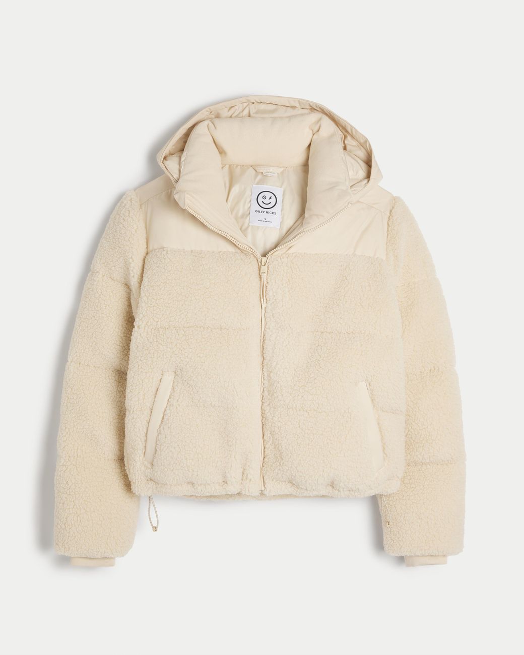 Hollister Gilly Hicks Sherpa Puffer Jacket in Natural