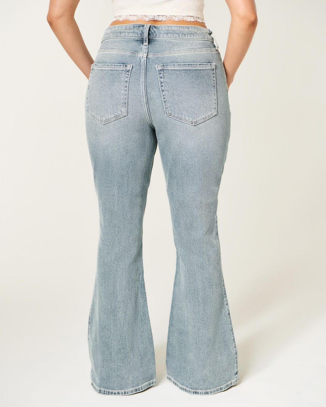 Hollister Blue Curvy High-rise Light Wash Flare Jeans