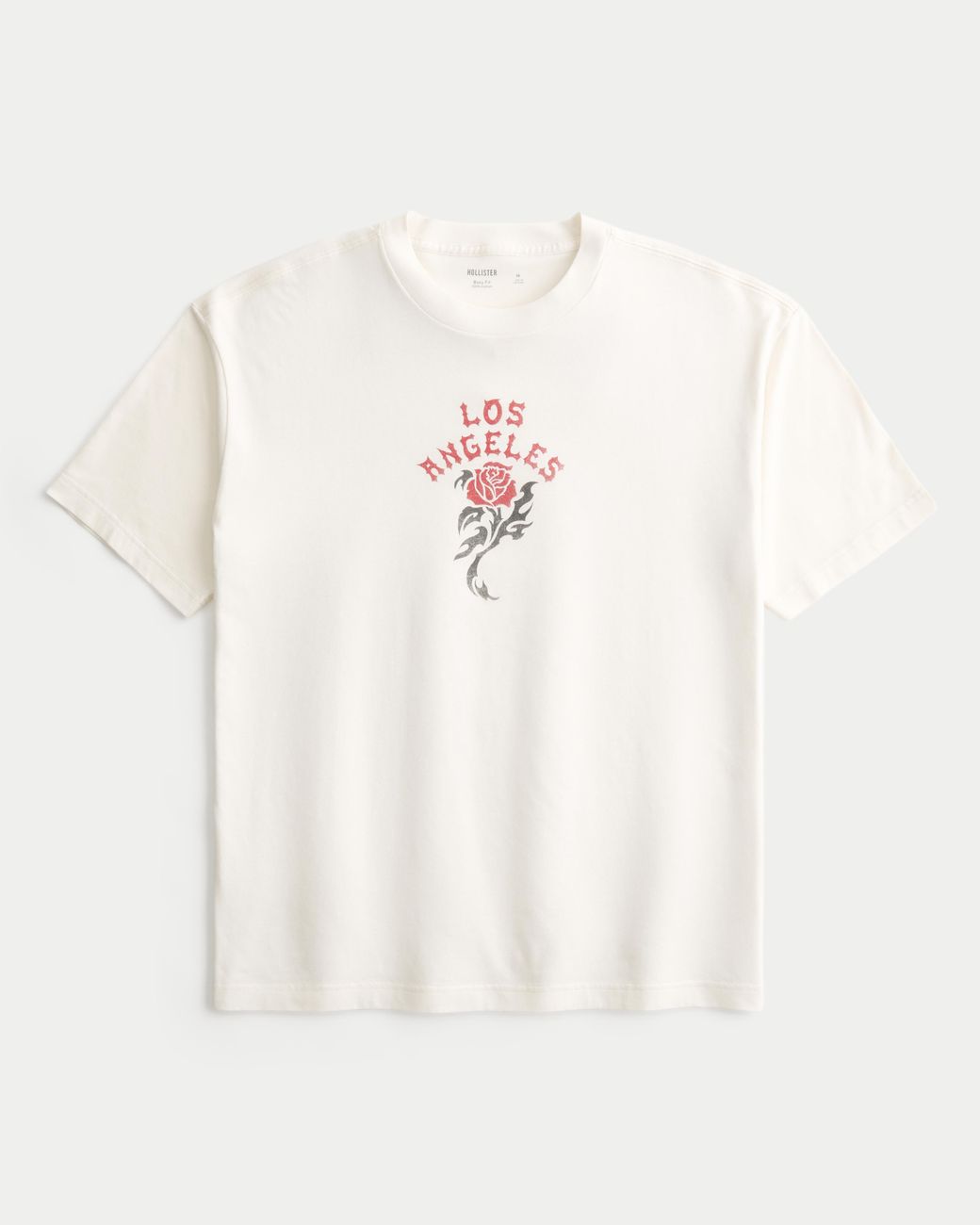 Hollister White Boxy Los Angeles Graphic Tee for men