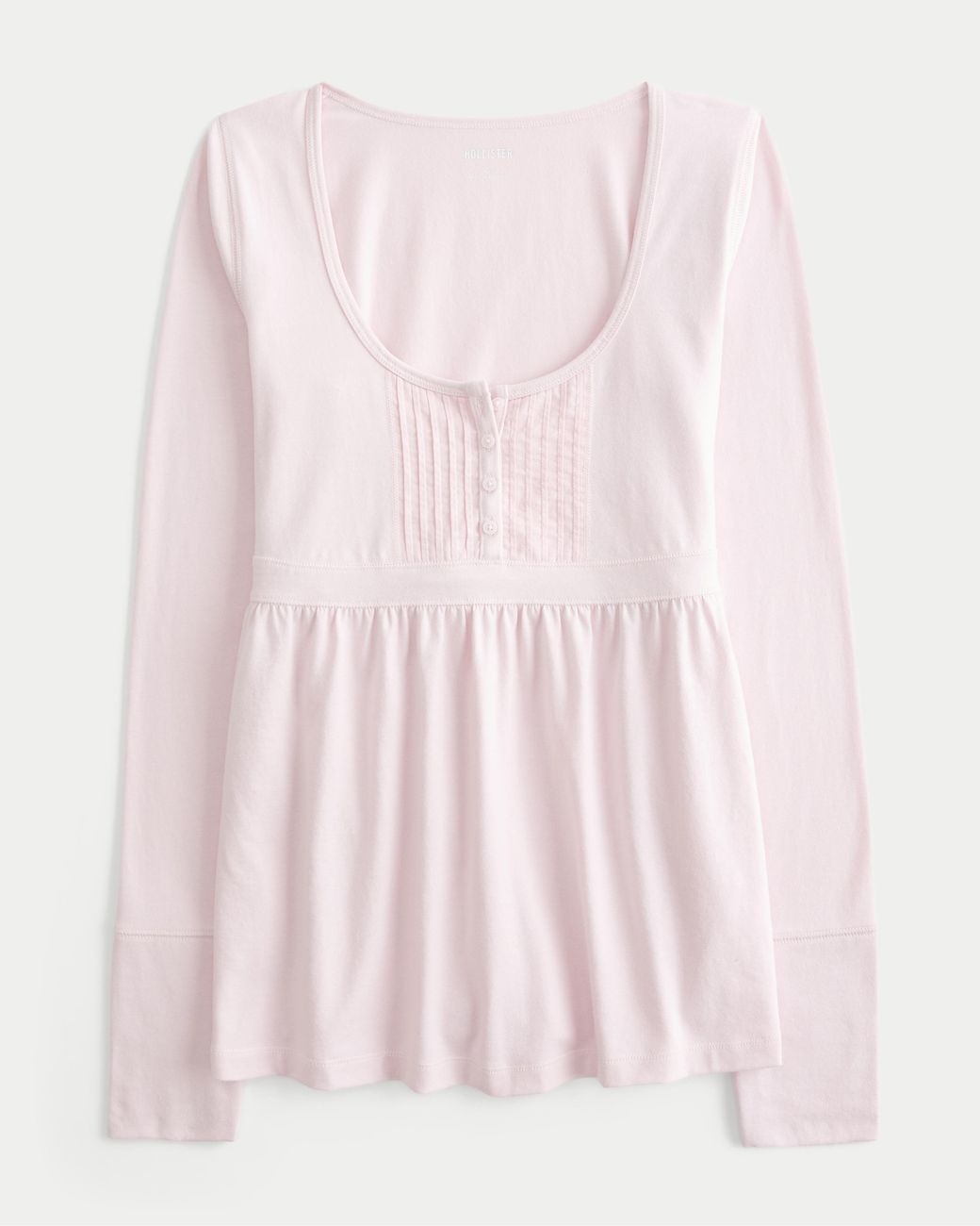 Hollister Long sleeve Henley Babydoll Top In Pink Lyst UK hollister-long-sleeve-henley-babydoll-top-in-pink-lyst-uk