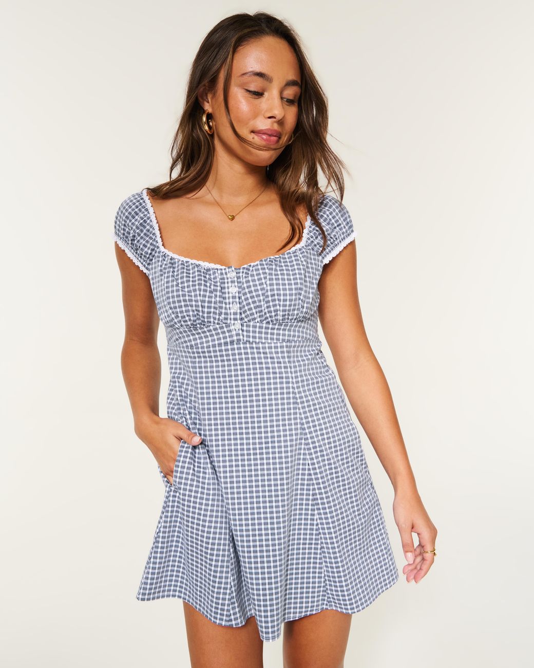 Hollister Blue Henley Shirt Mini Dress