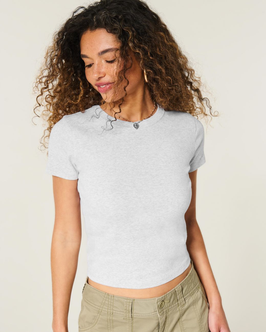 Hollister White 100% Cotton Crew Baby Tee