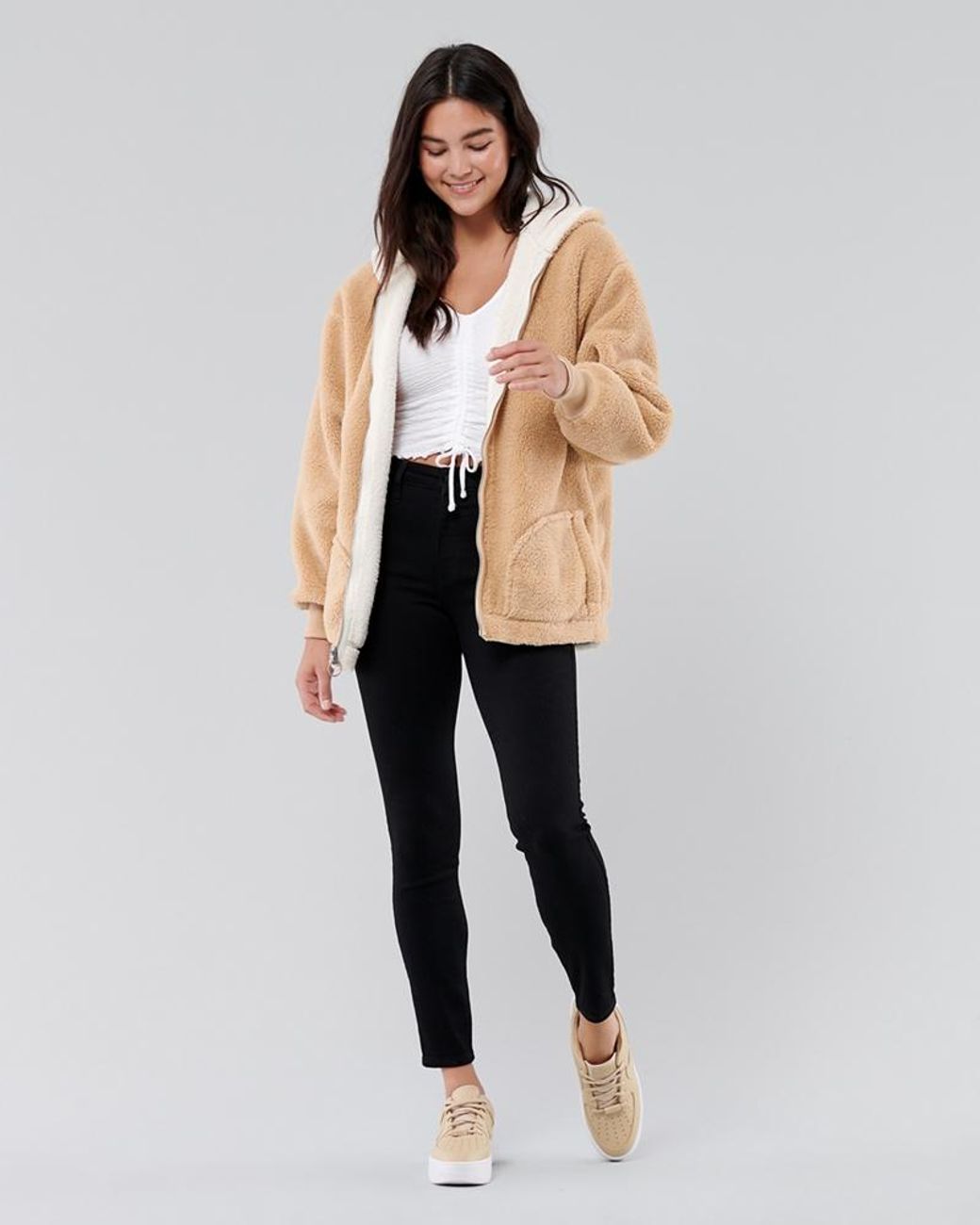 Oversized sherpa hoodie hollister top