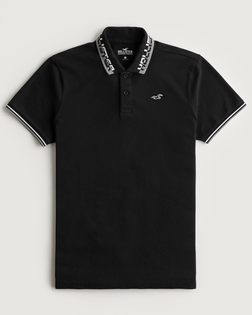 Hollister Logo Collar Polo in Black for Men Lyst UK