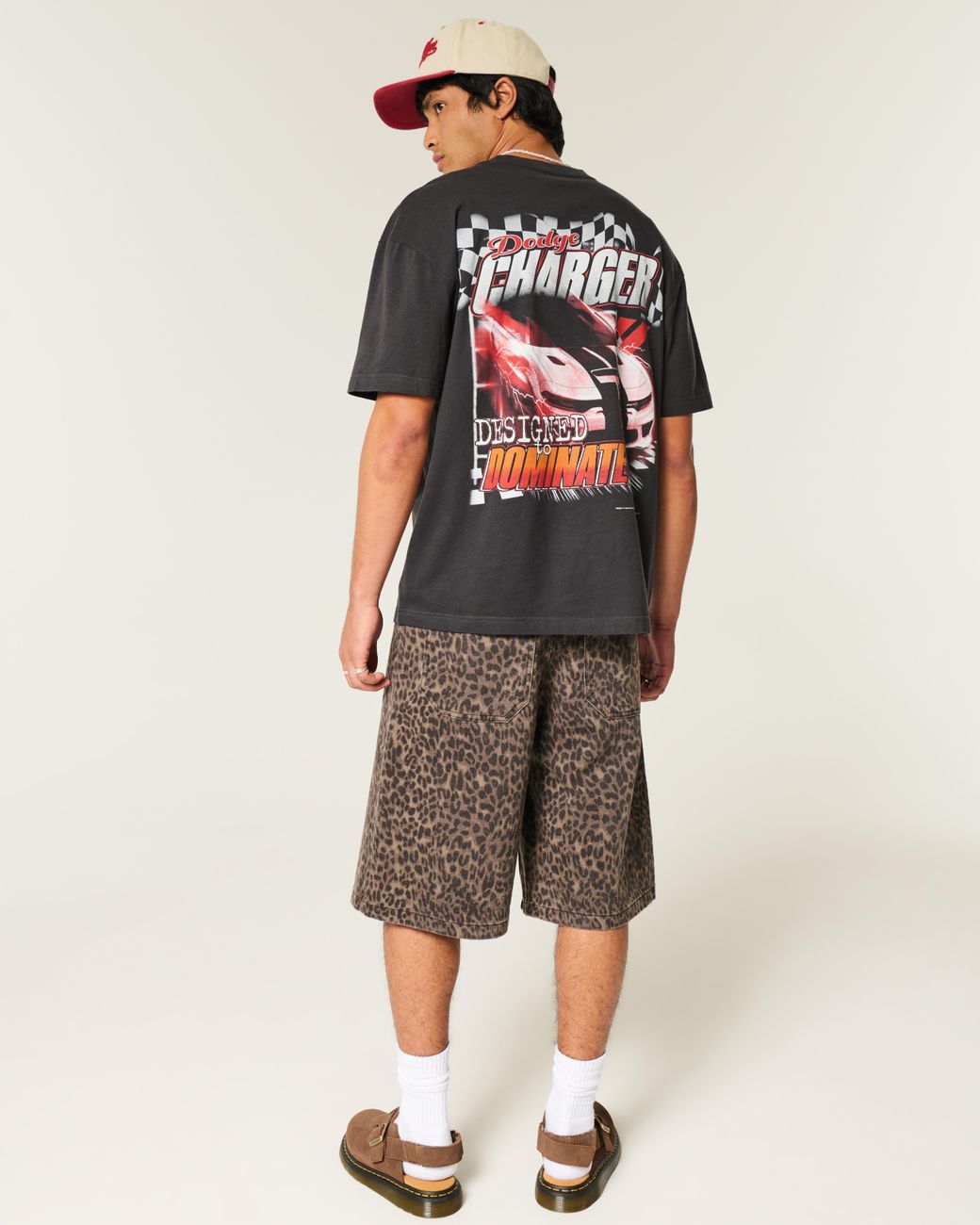 Hollister Black Boxy Dodge Charger Graphic Tee for men