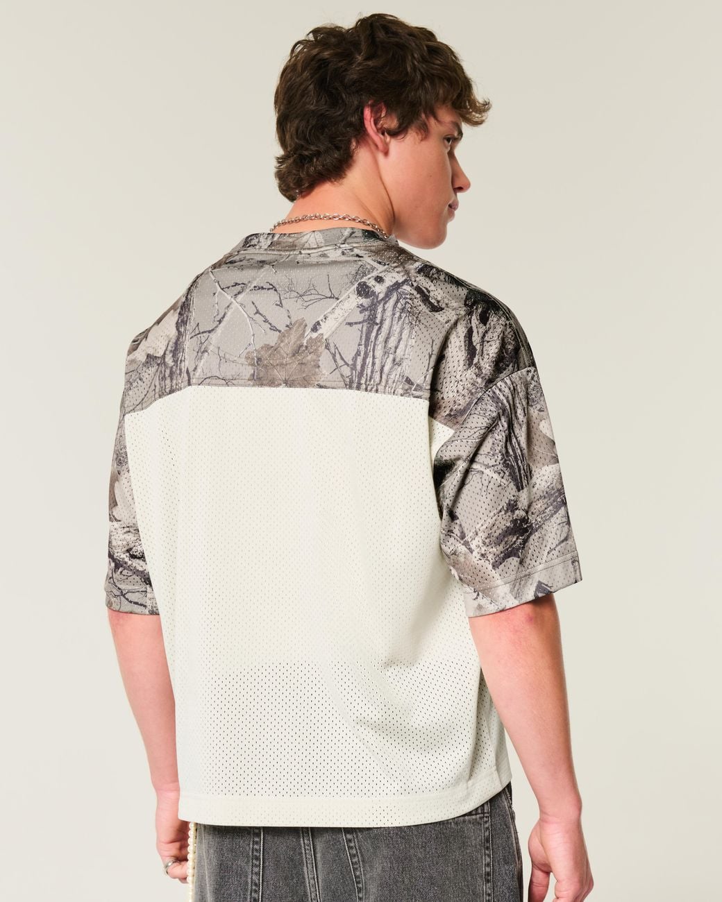 Hollister Gray Boxy Crop Camo Jersey for men