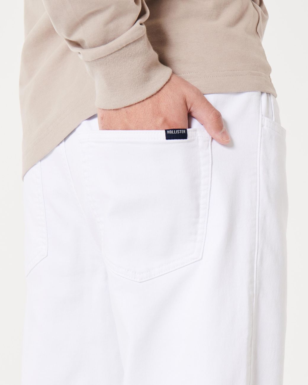 Hollister White Relaxed Joggers for men