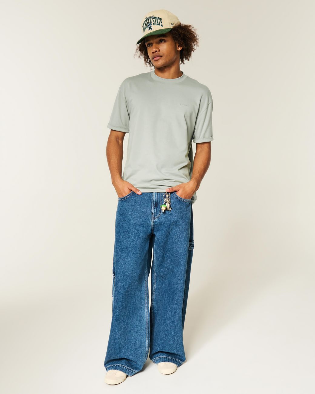 Hollister Gray Boxy Logo Cooling Tee for men