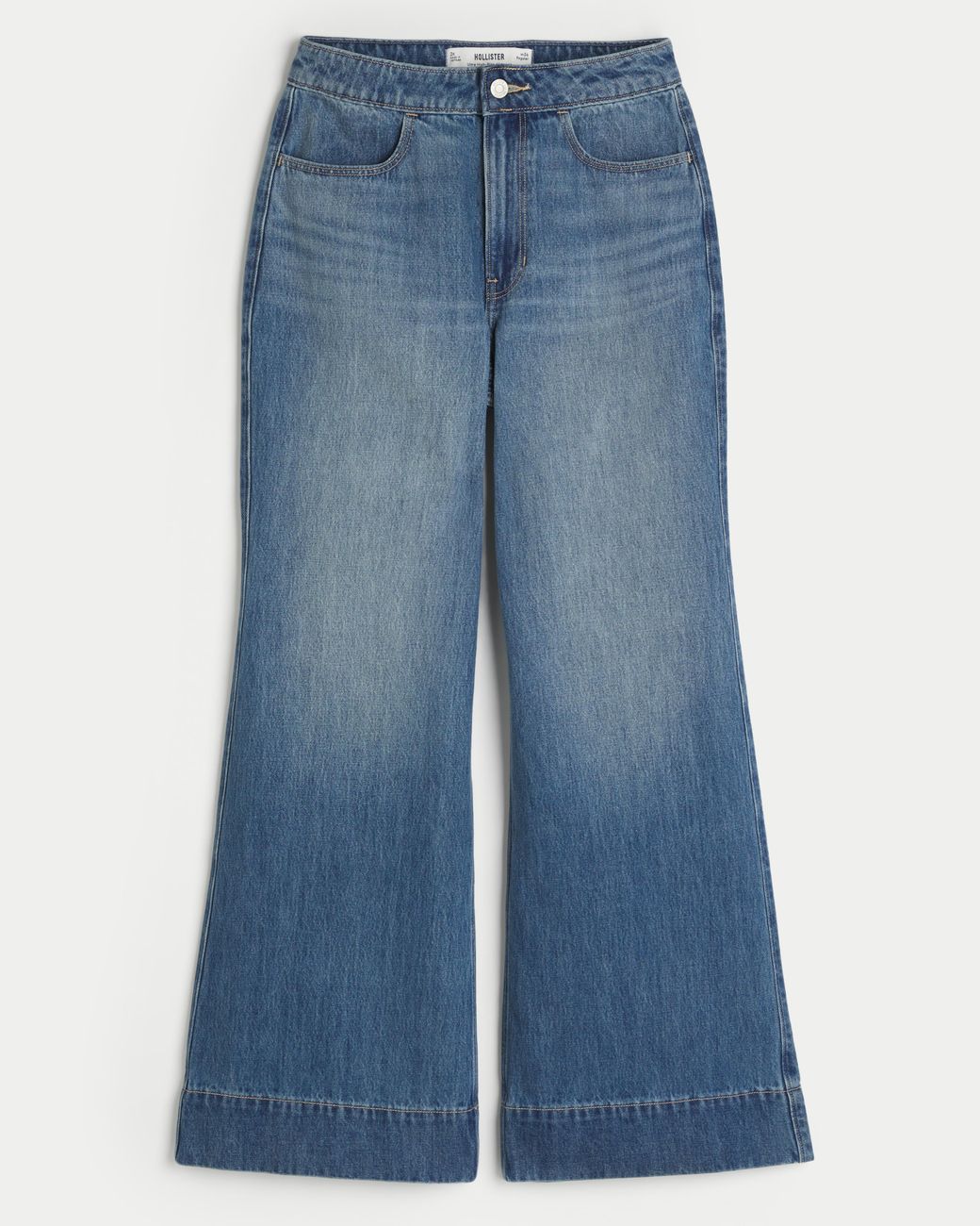 Hollister Blue Ultra High-rise Medium Wash Wide-leg Jeans
