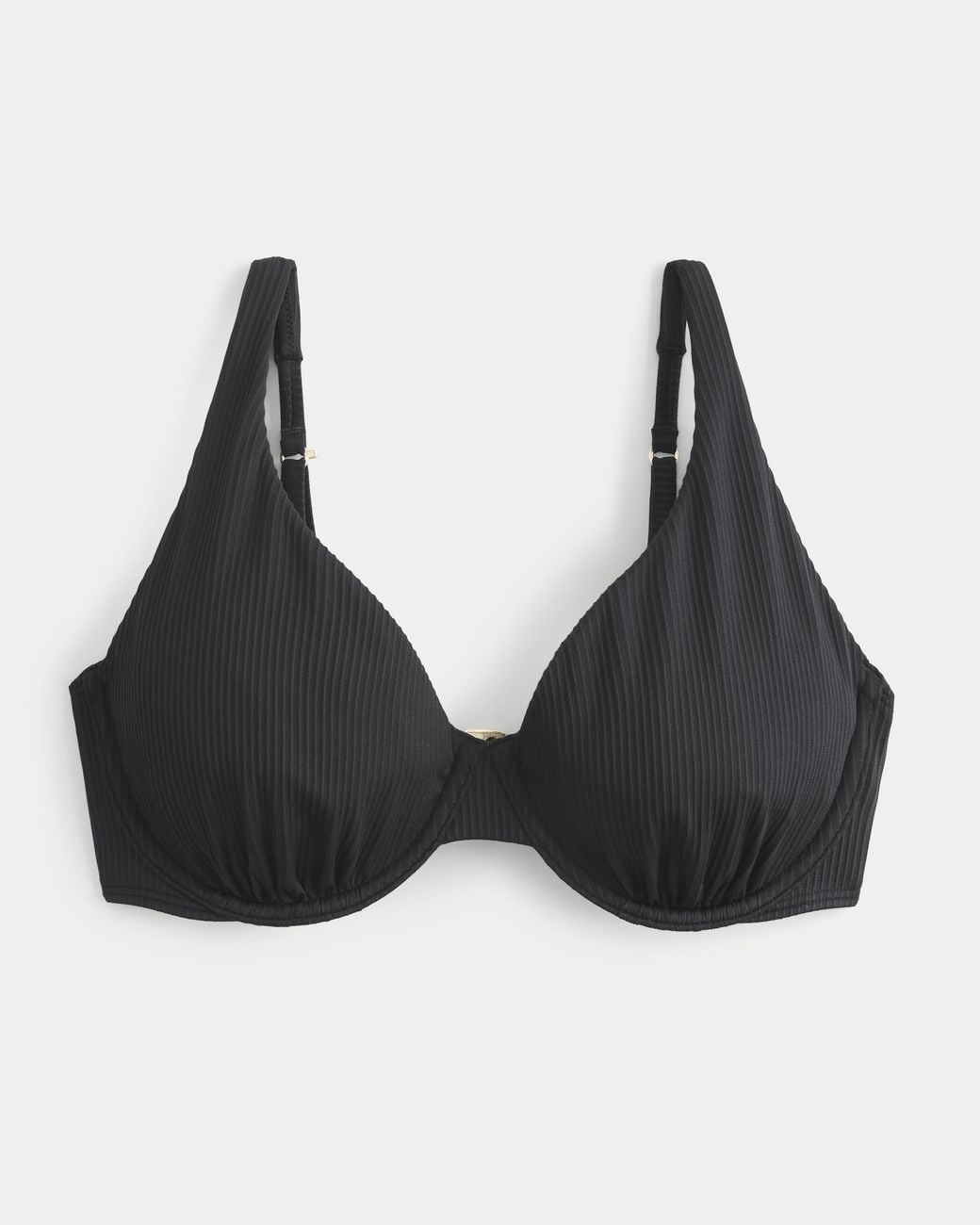 Hollister Black Curvy High Apex Ribbed Underwire Bikini Top