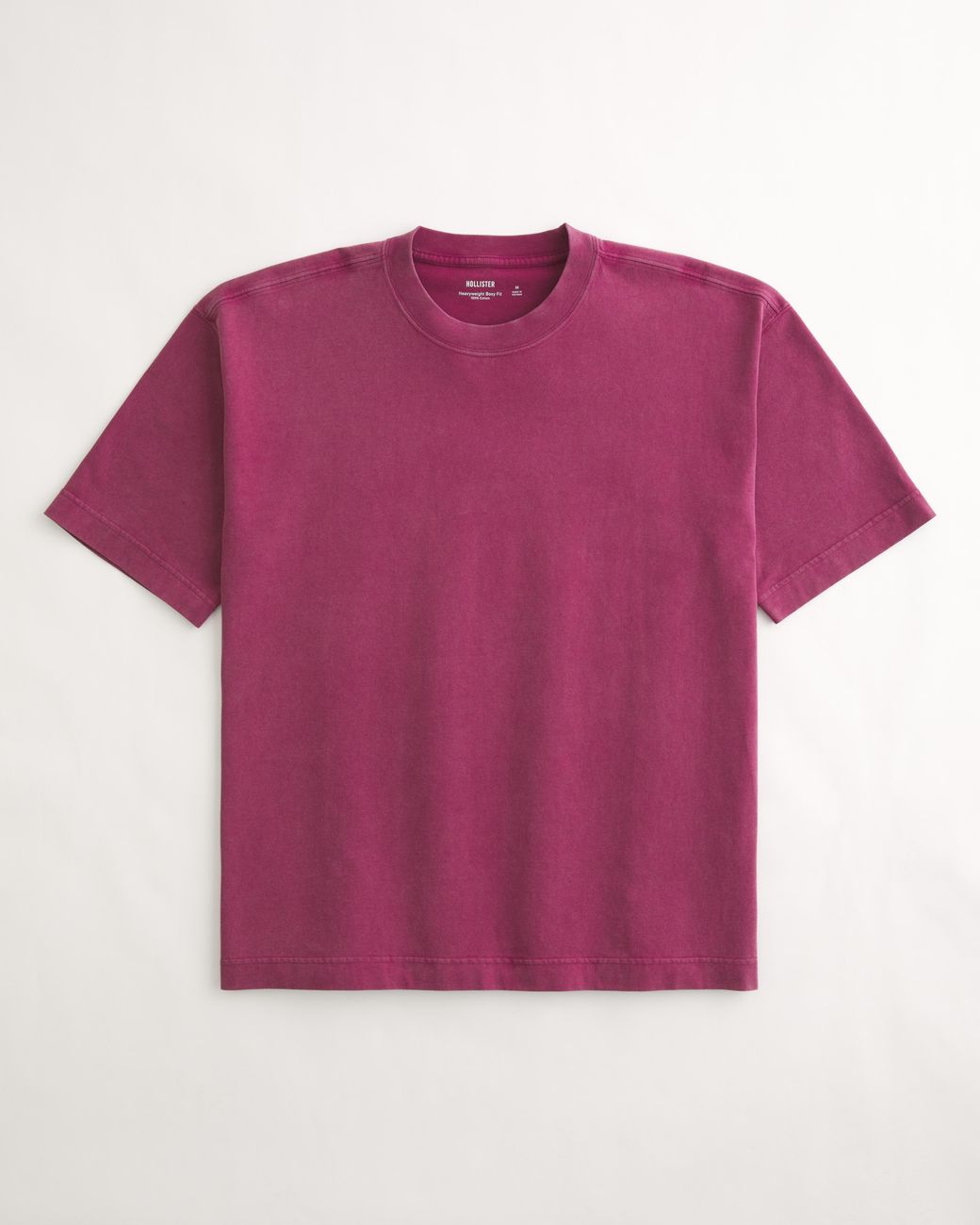 Hollister Pink Boxy Heavyweight Washed Cotton Crew T-shirt for men