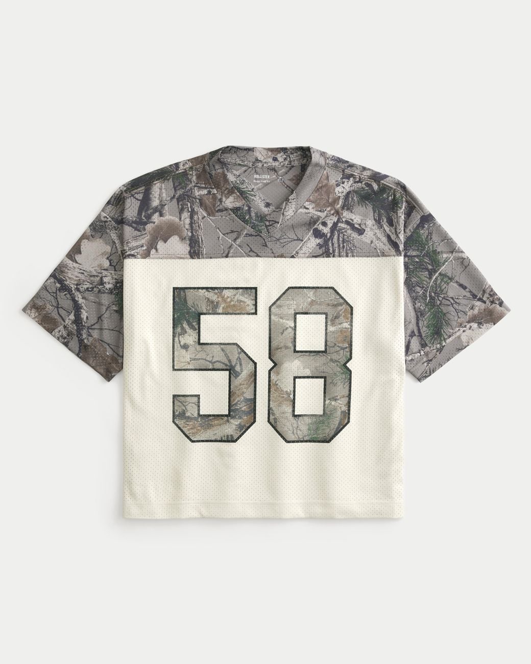 Hollister Gray Boxy Crop Camo Jersey for men