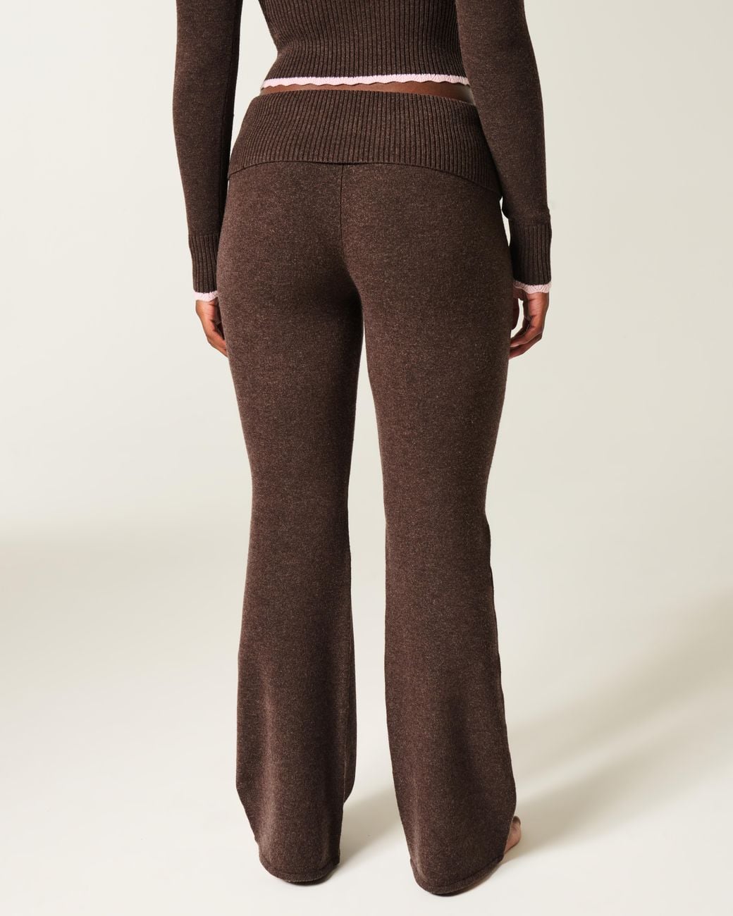 Hollister Brown Gilly Hicks Sweater-knit Foldover Bootcut Pants