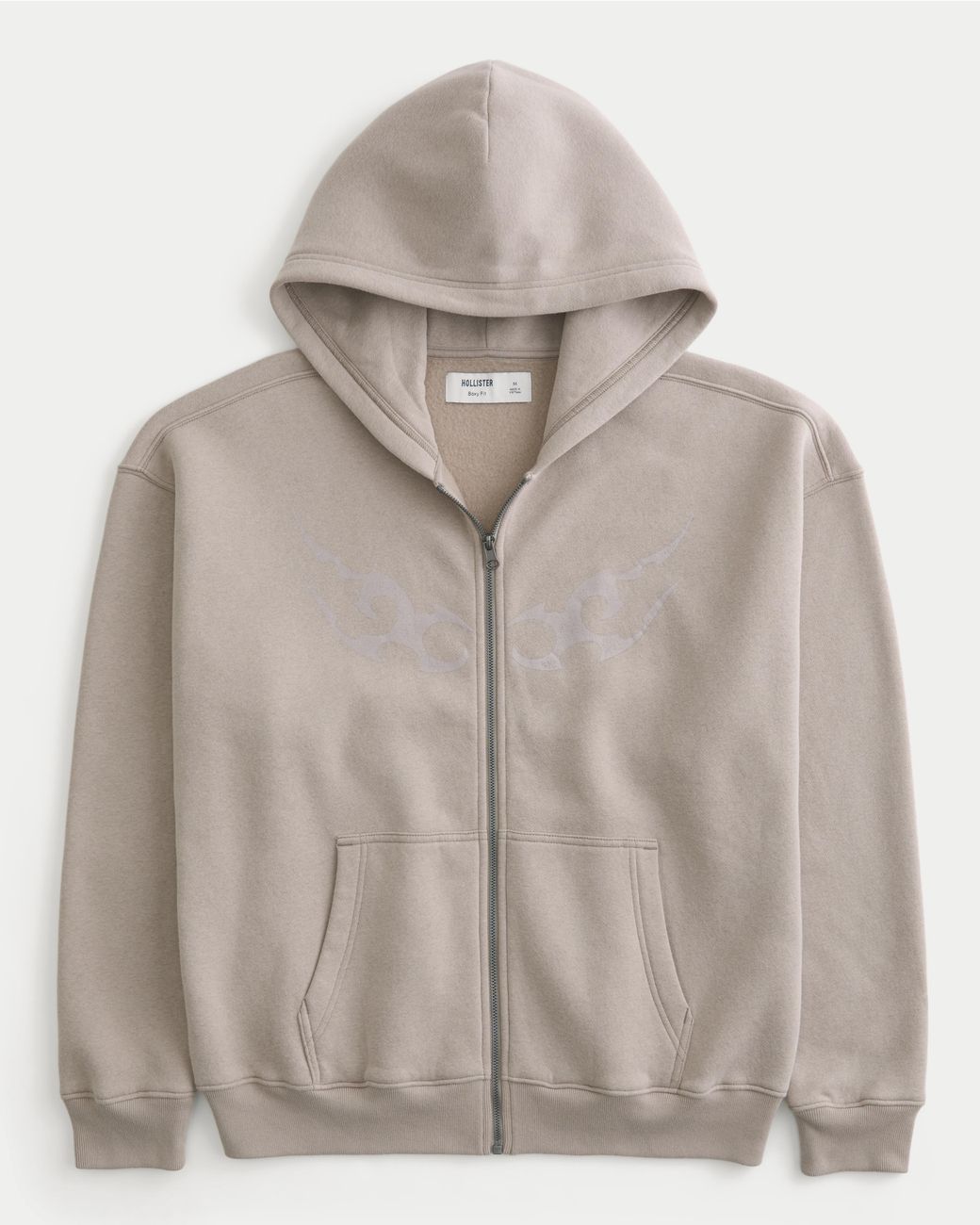 Hollister Gray Hollister Feel Good Boxy Graphic Zip-up Hoodie for men
