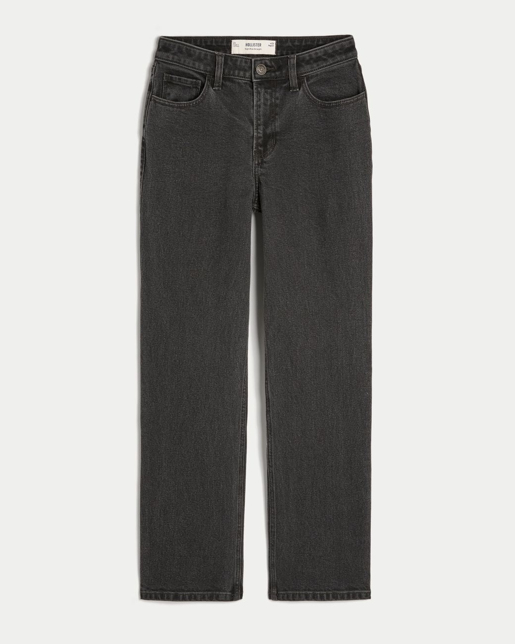 Hollister Gray High-rise Washed Black Straight Jeans