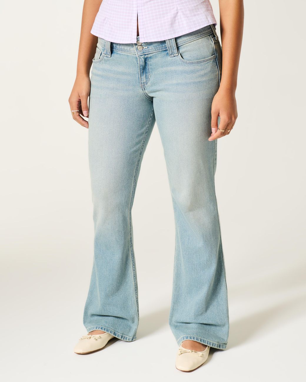 Hollister Blue Low-rise Light Wash Bootcut Jeans