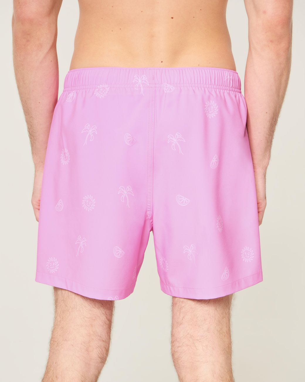 Hollister Pink Mid-thigh Swim Trunks for men
