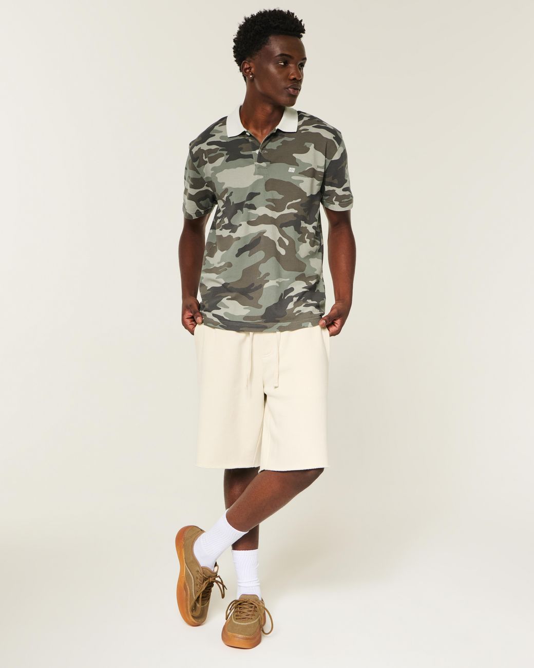 Hollister Gray Relaxed Camo Polo for men