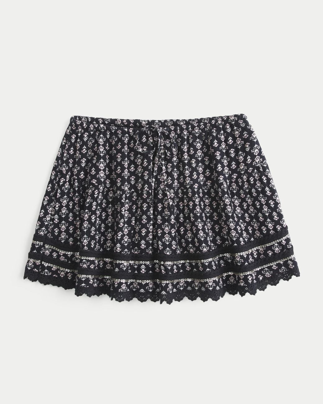 Hollister Black Lace Hem Mini Skort