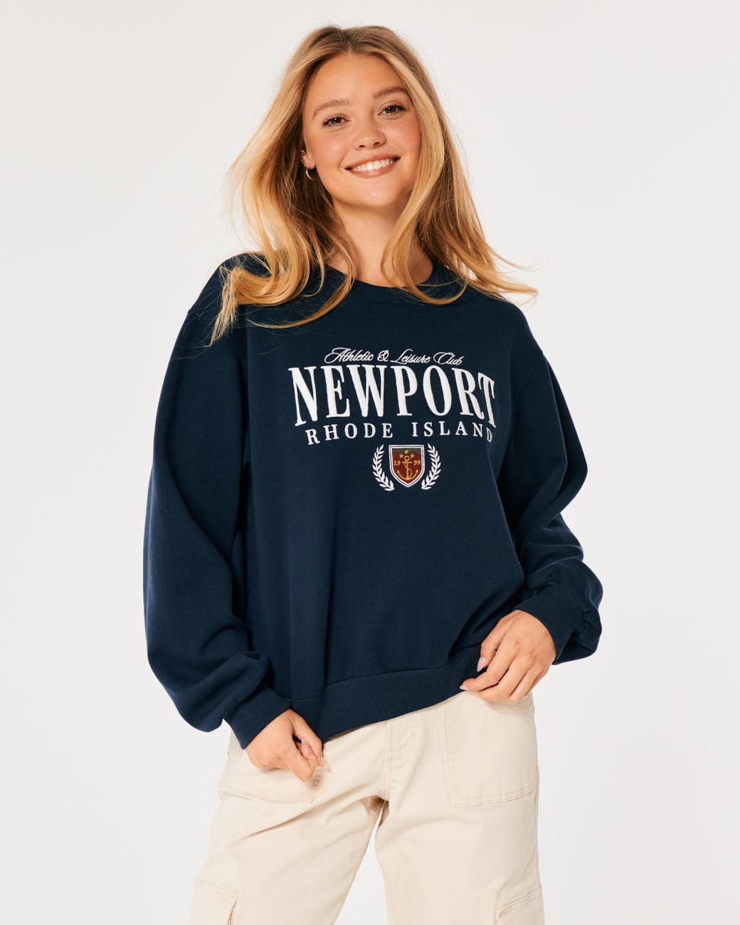 Hollister Oversized Newport Rhode Island Graphic Crew Sweatshirt in Blue Lyst UK