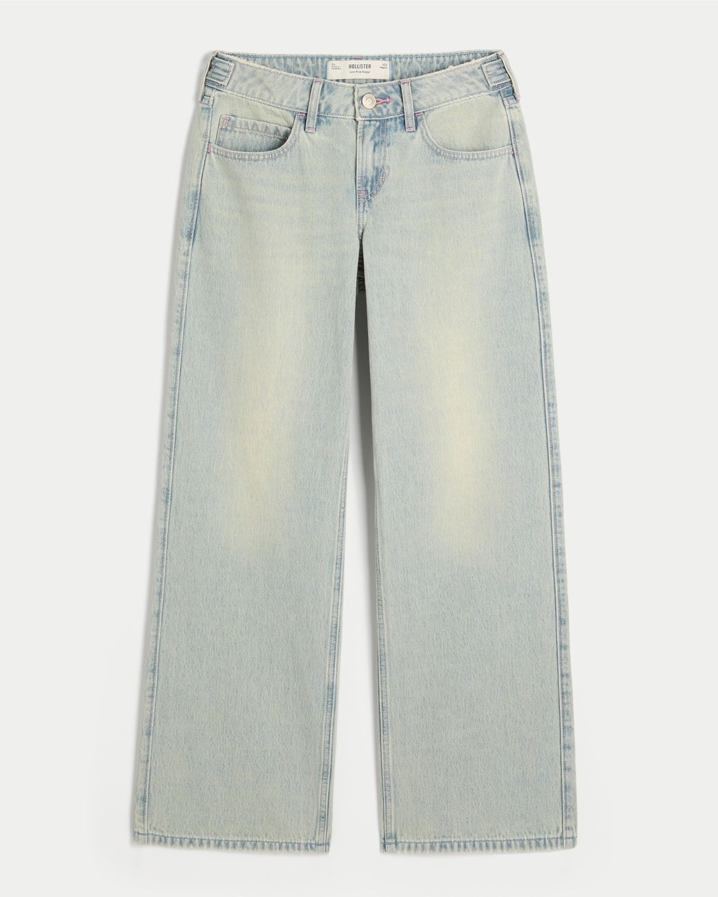 Hollister Blue Hollister Andi Adjustable Waist Low-rise Light Wash Baggy Jeans
