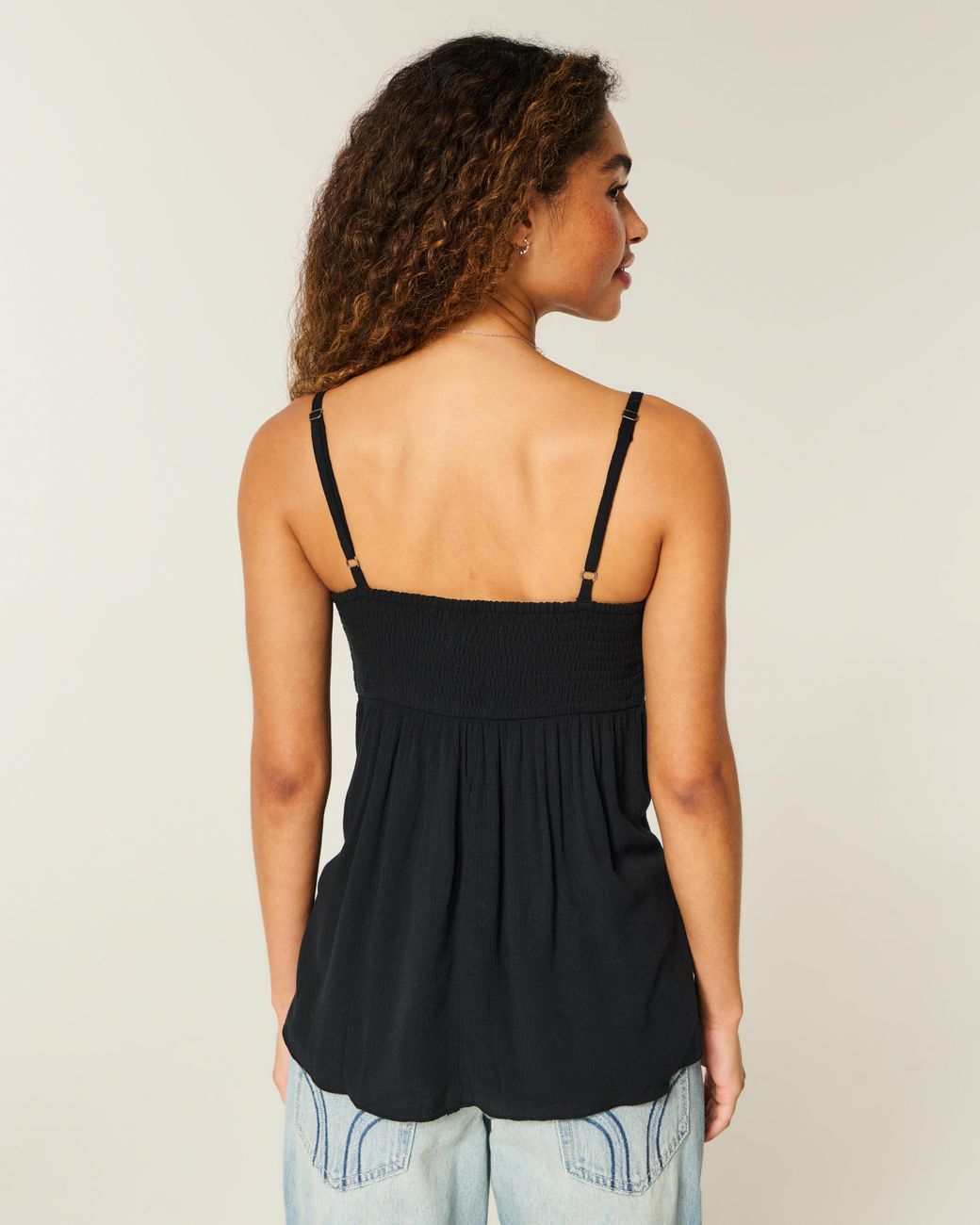 Hollister Black Easy Flyaway Babydoll Tank