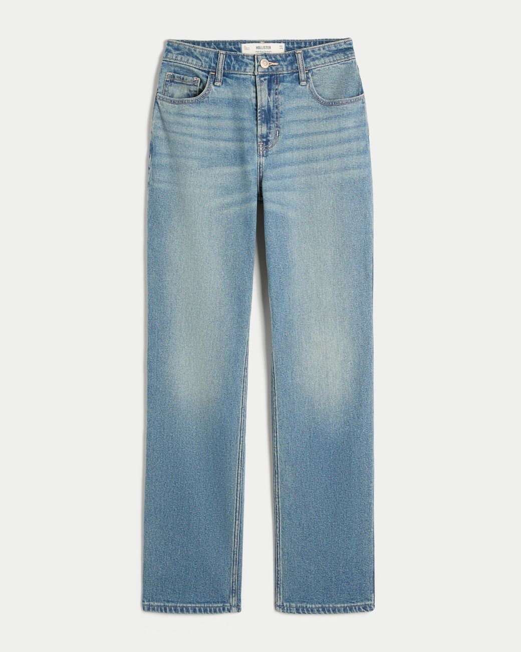 Hollister Blue High-rise Medium Wash Straight Jean
