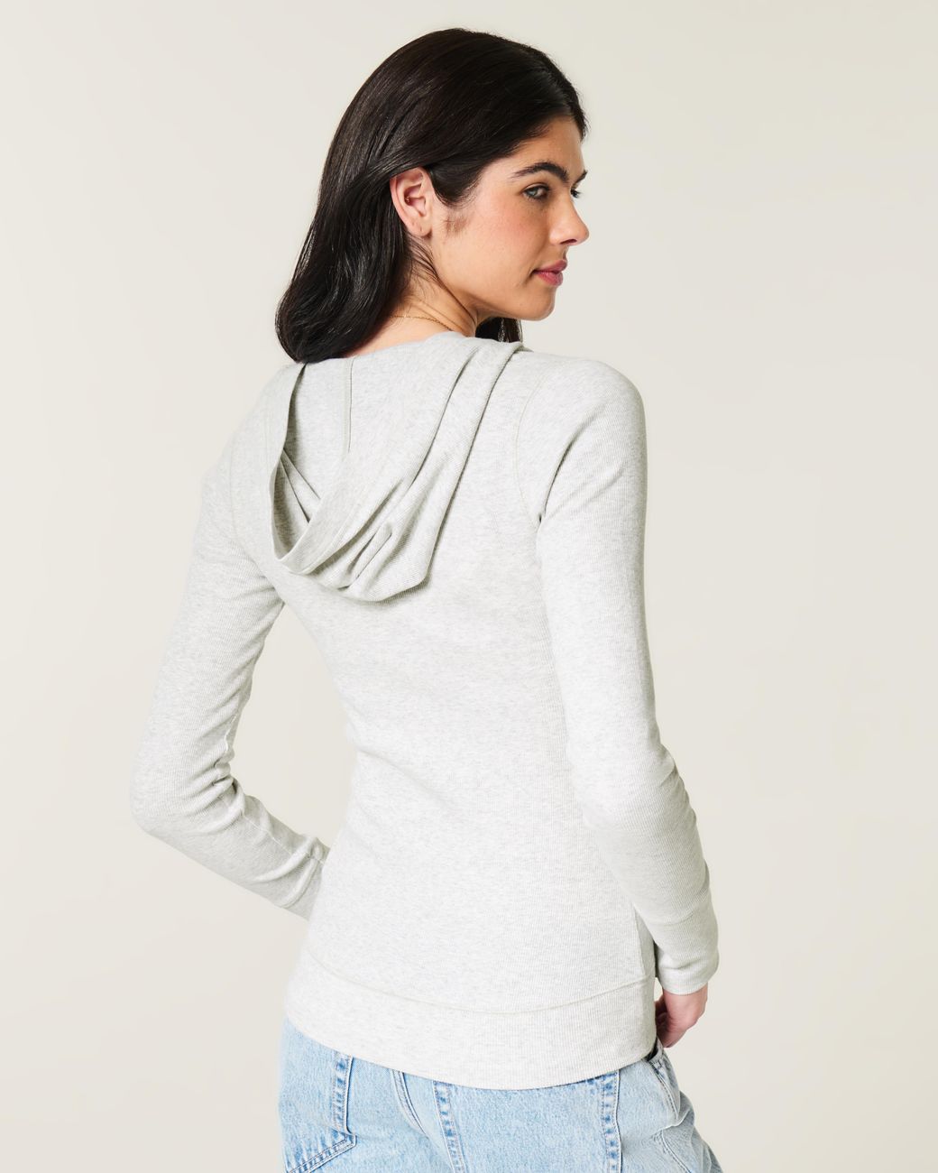 Hollister White Knit Icon Hoodie