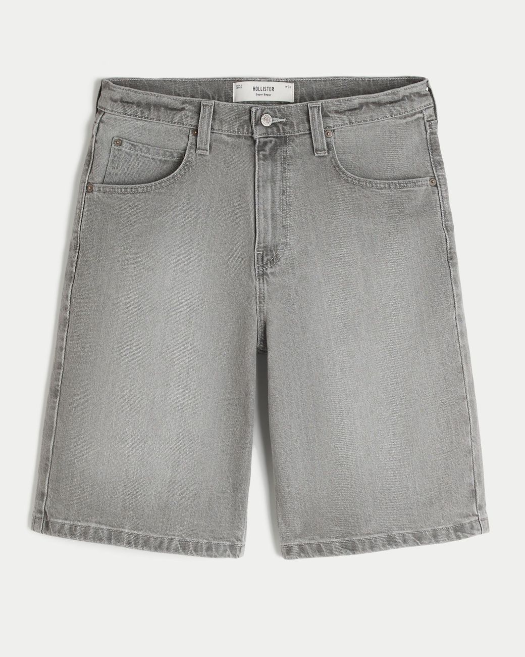 Hollister Gray Super Baggy Jean Shorts for men
