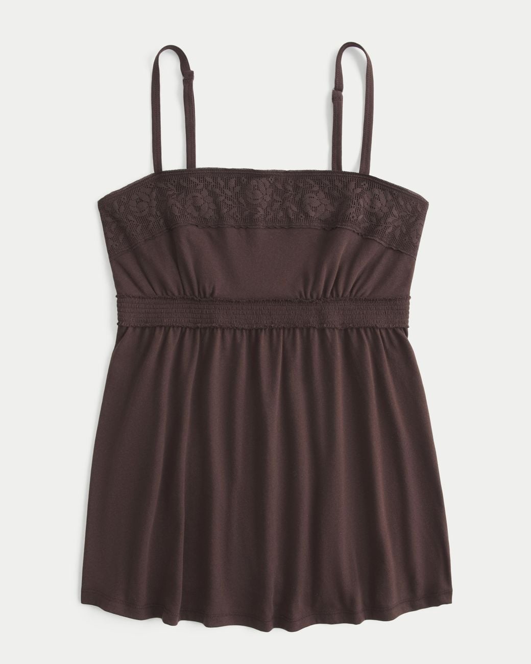 Hollister Brown Easy Lace Trim Babydoll Top