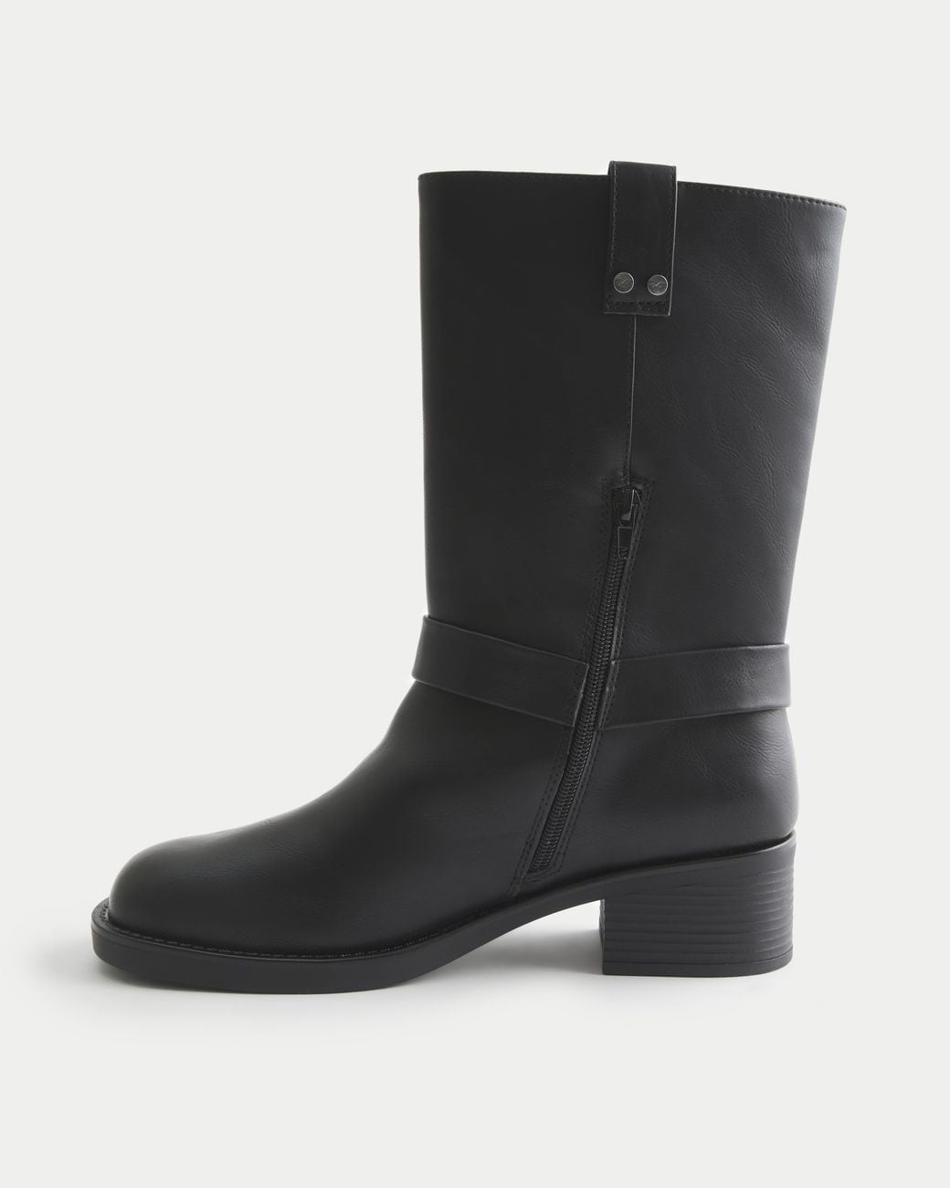 Hollister Black Faux Leather Moto Boots