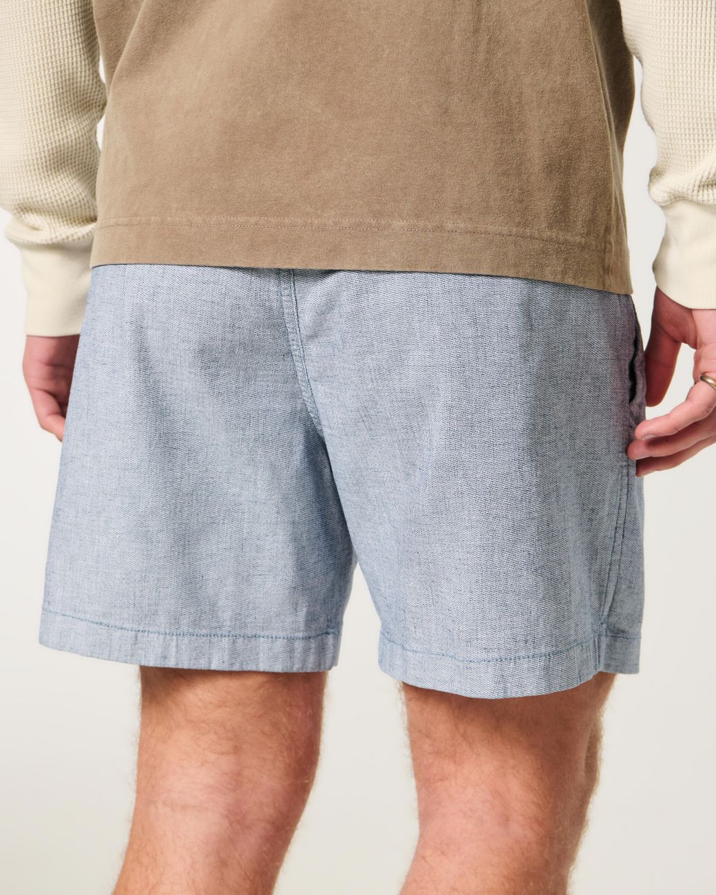 Hollister Blue Mid-thigh Linen-blend Pull-on Shorts for men