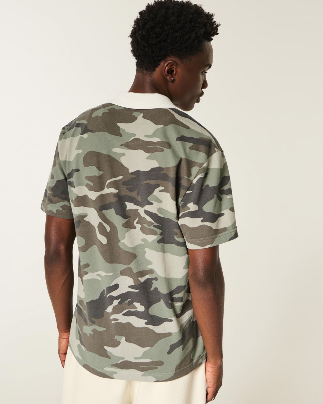 Hollister Gray Relaxed Camo Polo for men