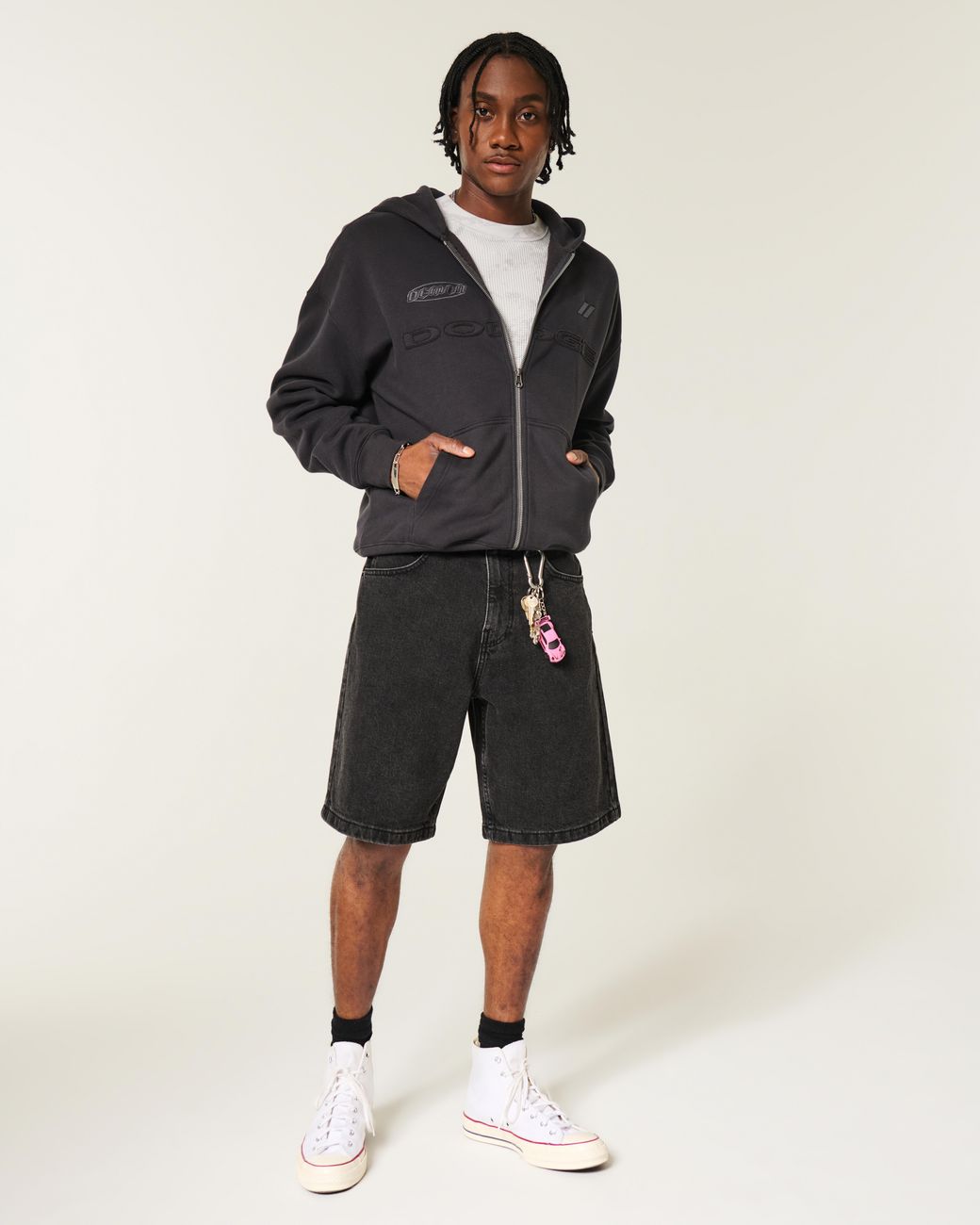 Hollister Black Baggy Jean Shorts for men