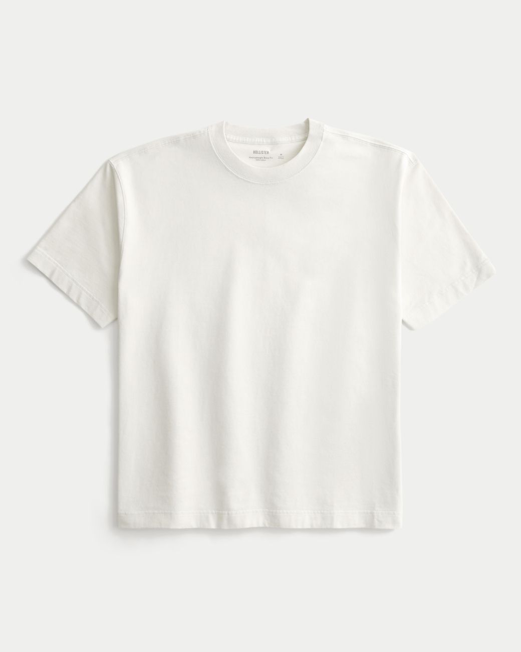Hollister White Boxy Heavyweight Cotton Crew T-shirt for men