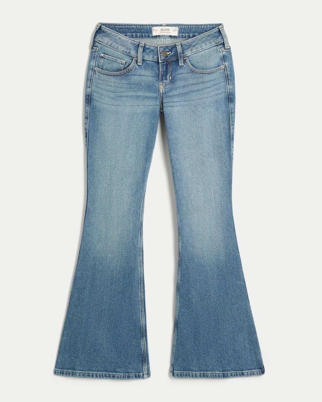 Hollister Blue Ultra Low-rise Medium Wash Flare Jeans