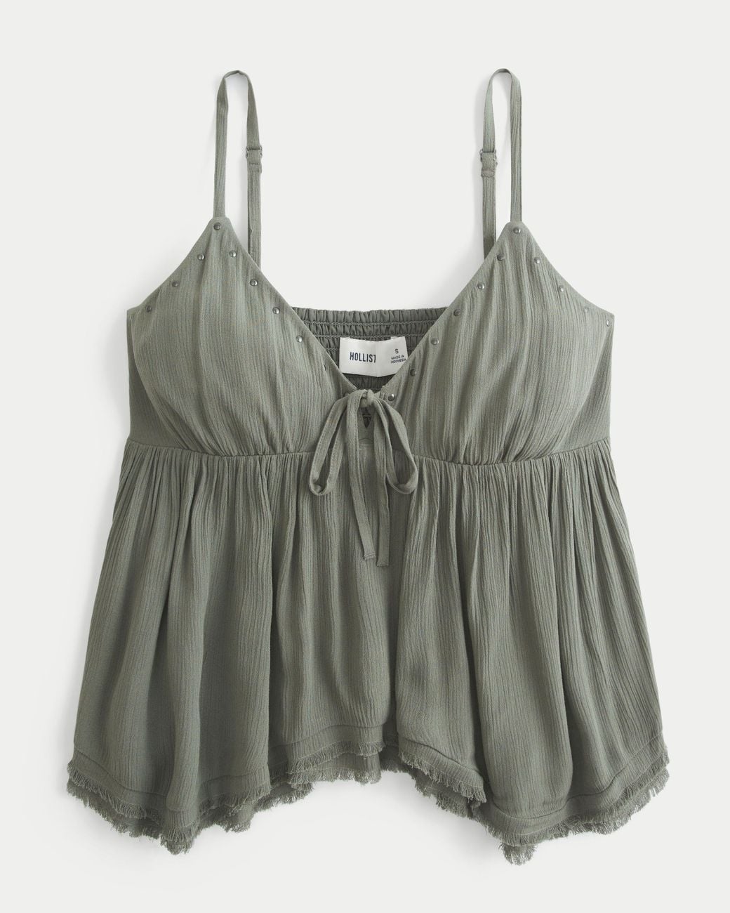 Hollister Gray Easy Shine Ruffle Babydoll Top