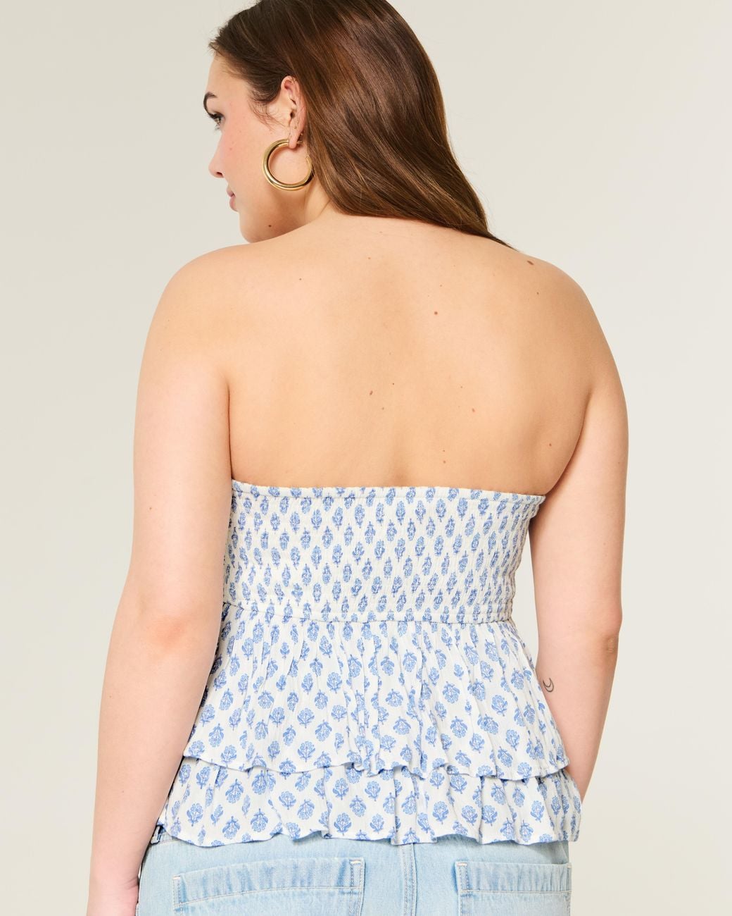 Hollister Blue Tiered Halter Babydoll Top
