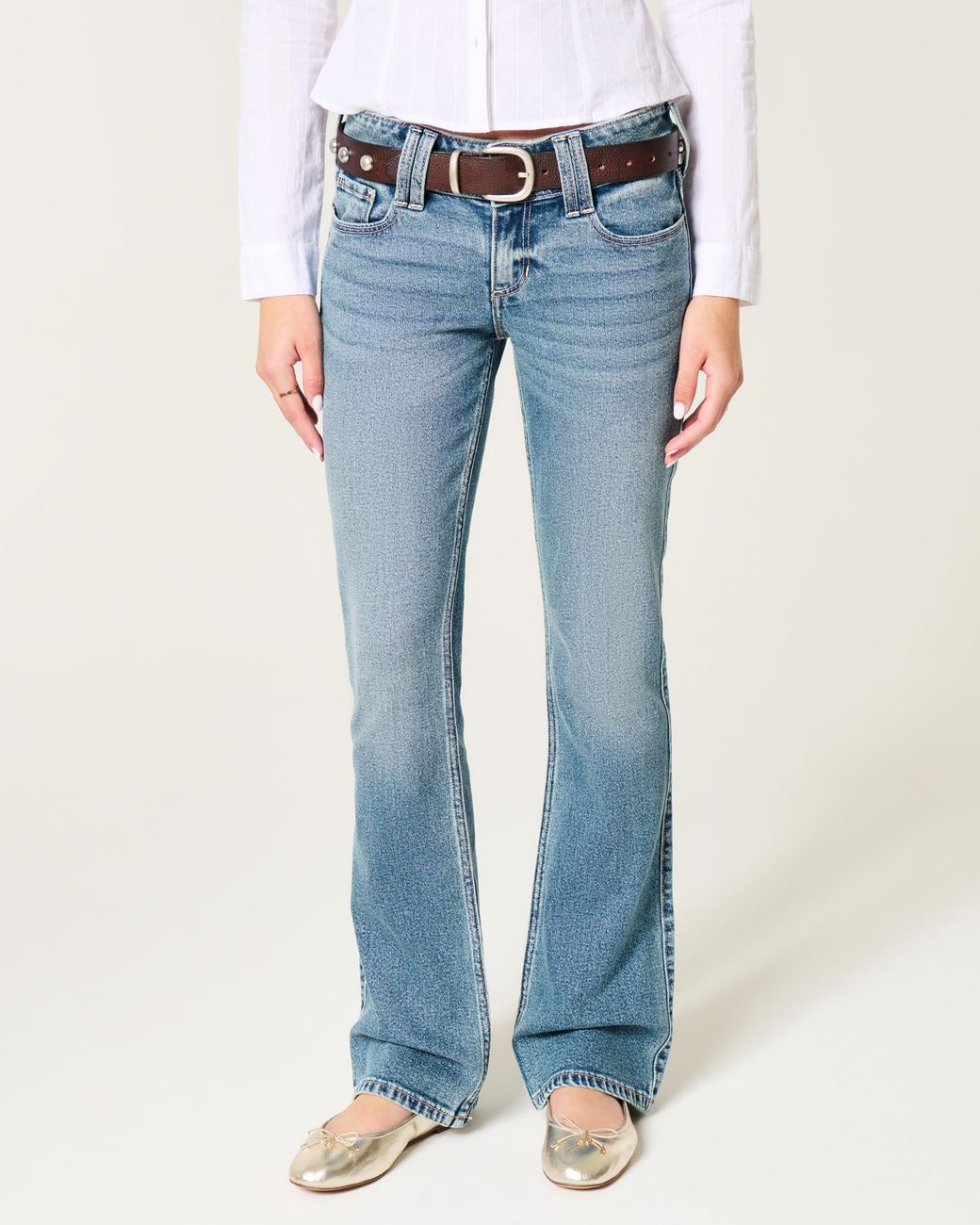 Hollister Blue Low-rise Medium Wash Bootcut Jeans