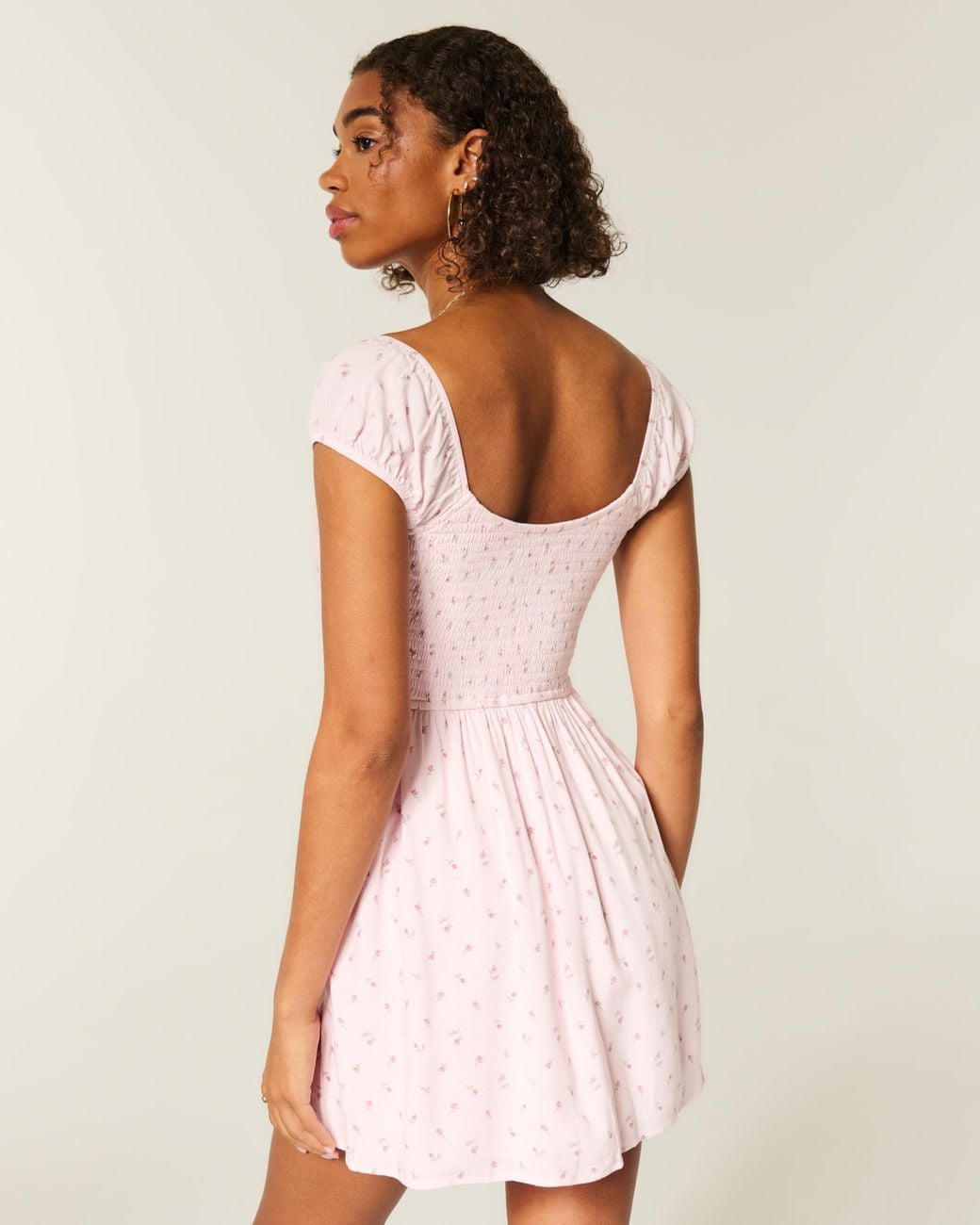 Hollister Pink Short-sleeve Button Front Mini Dress