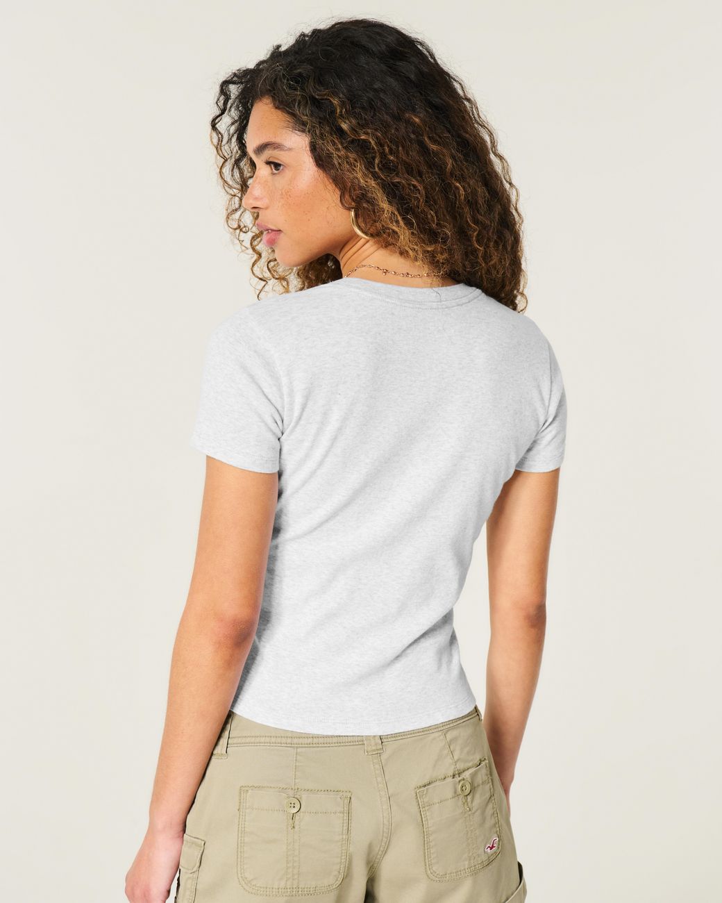 Hollister White 100% Cotton Crew Baby Tee
