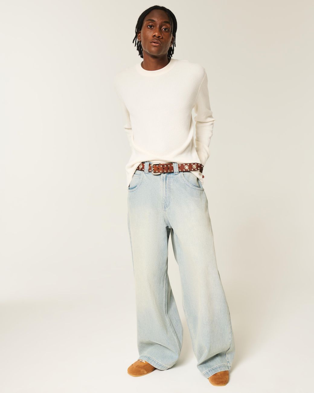 Hollister White Relaxed Thermal Long-sleeve Crew Shirt for men