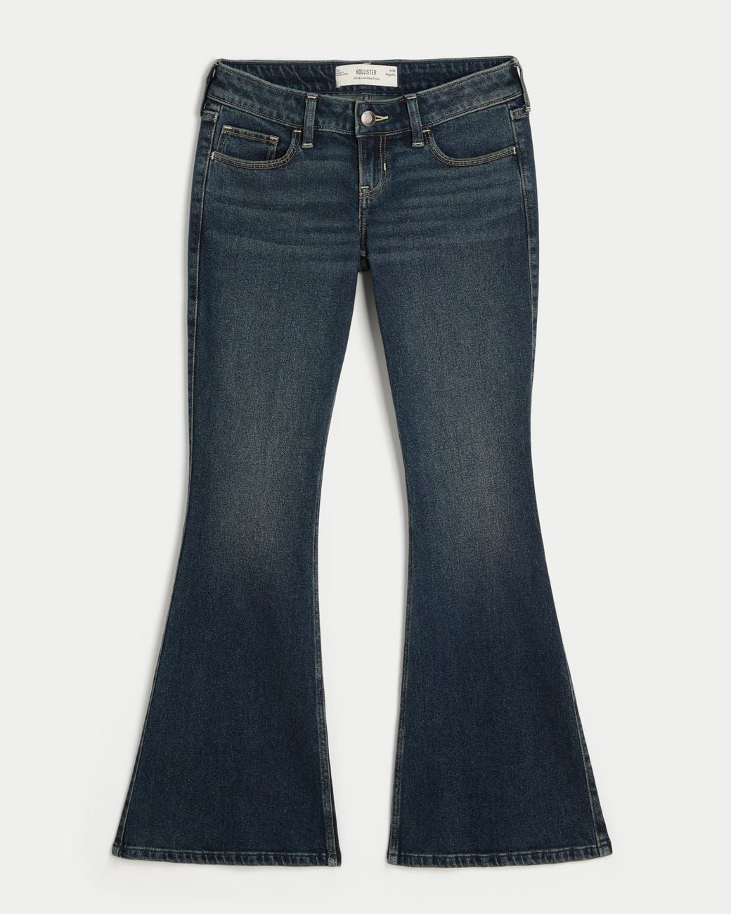 Hollister Blue Ultra Low-rise Dark Wash Flare Jeans