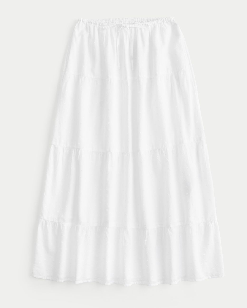 Hollister White Clip Dot Tiered Maxi Skirt