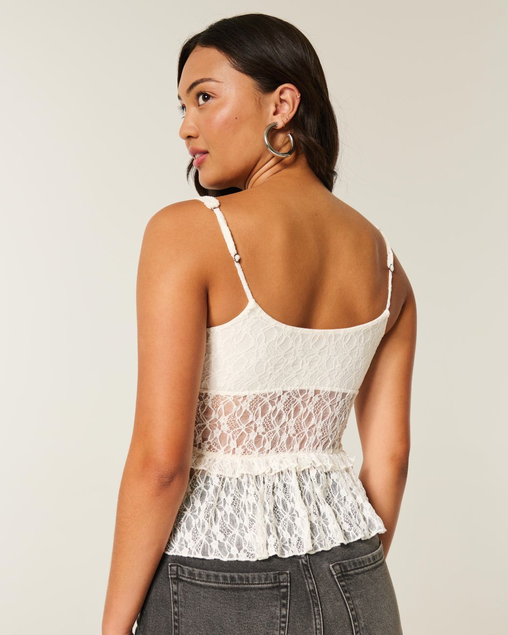 Hollister White Lace Ruffle Top