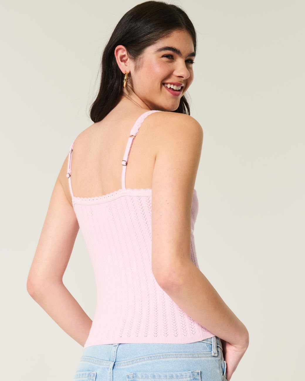 Hollister Pink Tie-front Sweater Tank