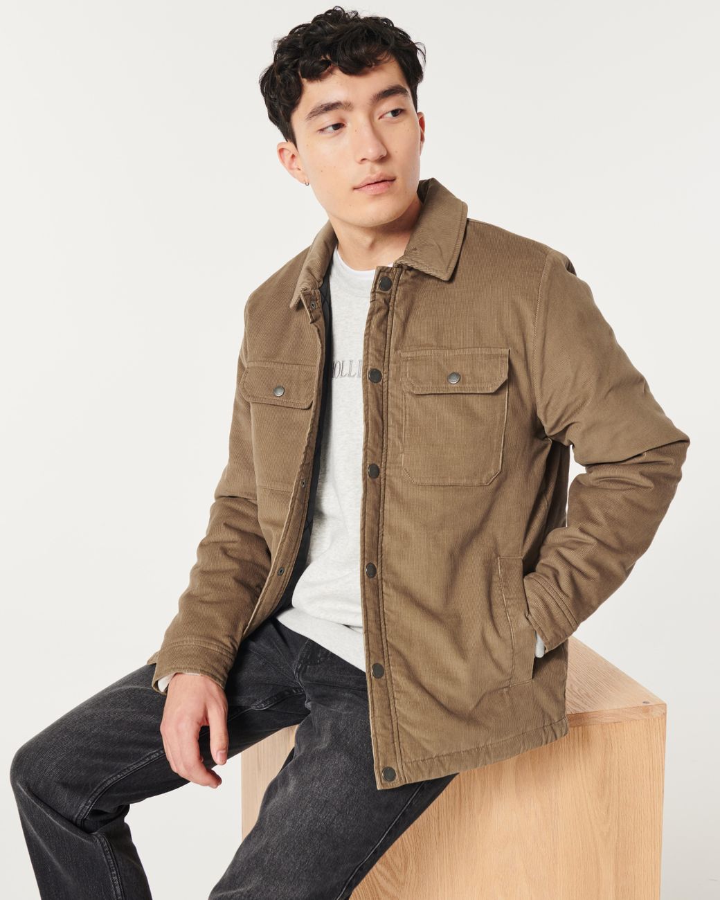 Hollister brown jacket outlet