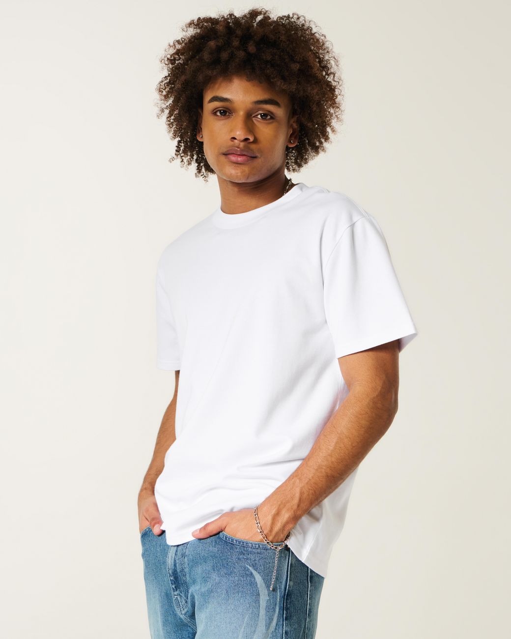Hollister White Relaxed Everyday Tee for men