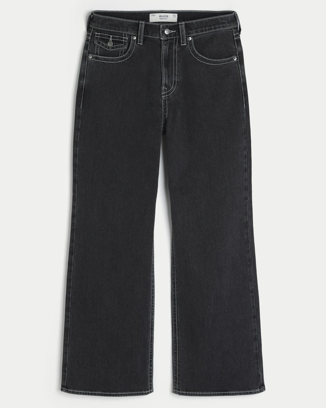 Hollister Blue Black Baggy Bootcut Jeans for men