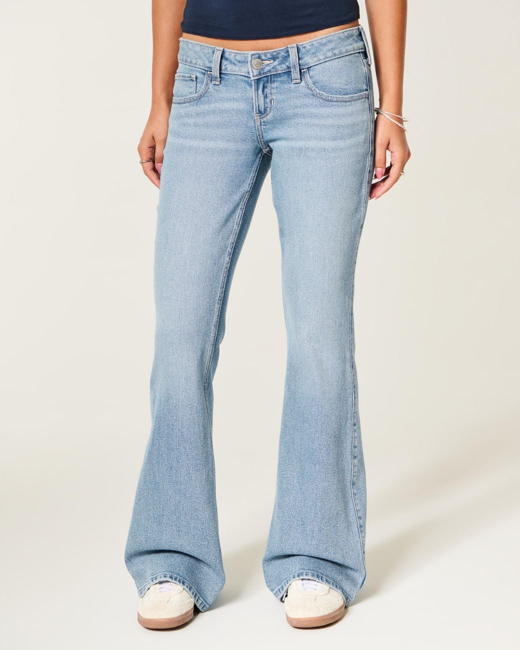 Hollister Blue Ultra Low-rise Medium Wash Flare Jeans